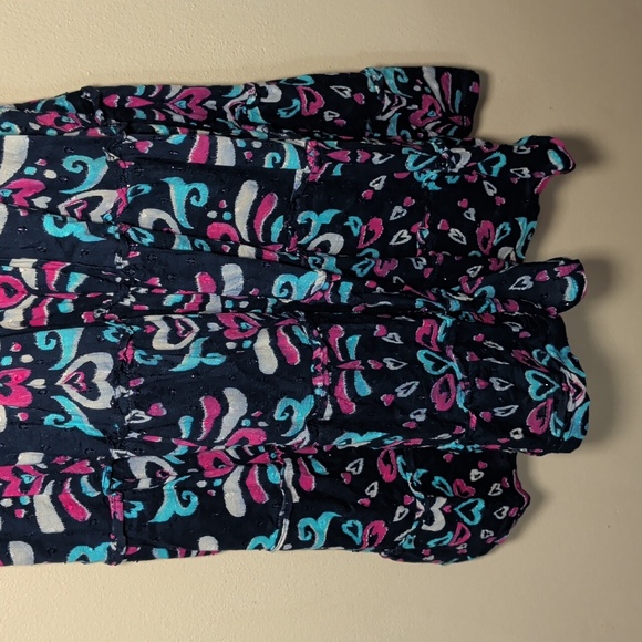 Crown & Ivy Kids Smocked Tiered Dress Blue Pink Ikat Ruffle Girls Size M - Picture 4 of 6